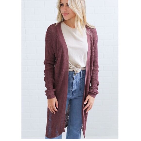 Wishlist Distressed Open Front Cardigan - Picture 1 of 6